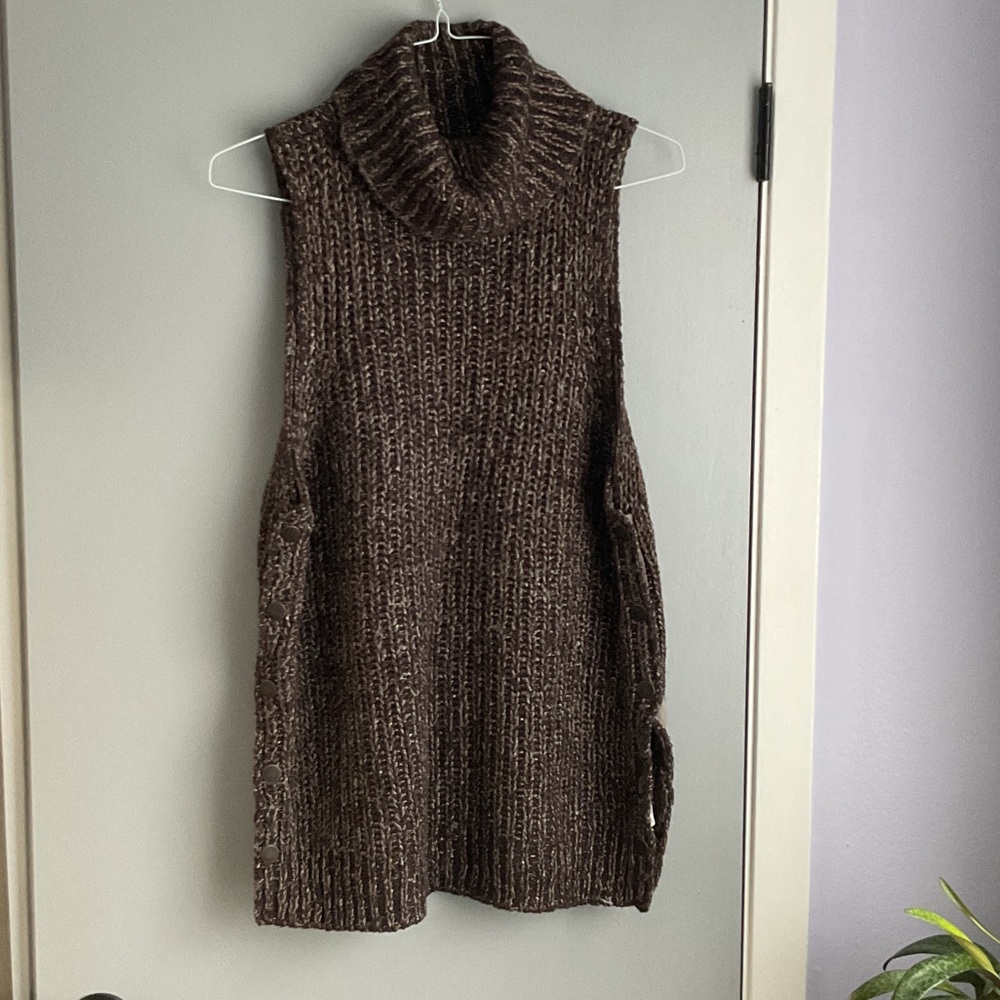 Free people Brown Turtleneck Sweater Vest; size S